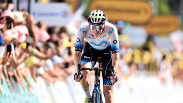 Belleville-en-beaujolais (France), 13/07/2023.- US rider Matteo Jorgenson of Movistar Team after the 12th stage of the Tour de France 2023, a 168.8km race from Roanne to Belleville-en-Beaujolais, France, 13 July 2023. (Ciclismo, Francia) EFE/EPA/CHRISTOPHE PETIT TESSON
