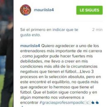 Isla: "Gracias 'profe'; en este proceso encontré el equilibrio"