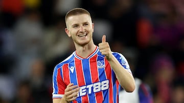 Soccer Football - UEFA Conference League - Play Off - First Leg - Crystal Palace v Fredrikstad - Selhurst Park, London, Britain - August 21, 2025 Crystal Palace's Adam Wharton reacts after the match REUTERS/David Klein