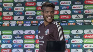 Foto durante la conferencia de prensa de la Seleccion Mexicana de Futbol desde las instalaciones del Dynamo de Kiev en Moscu.