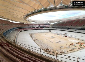 La colocación de las butacas en las obras del Wanda Metropolitano