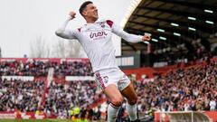 Maikel Mesa celebra un gol con el Albacete.