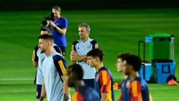 Luis Enrique, durante el último entrenamiento previo al Marruecos-España.