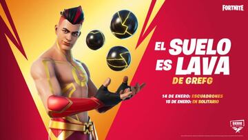 Anuncio oficial del torneo El Suelo es Lava de Grefg en Fortnite