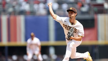 MEXICO CITY, MEXICO - APRIL 30: Yu Darvish #11 of the San Diego Padres pitches during the first inning of game two for the MLB World Tour Mexico City Series against the San Francisco Giants at Alfredo Harp Hel� Stadium on April 30, 2023 in Mexico City, Mexico.   Sean M. Haffey/Getty Images/AFP (Photo by Sean M. Haffey / GETTY IMAGES NORTH AMERICA / Getty Images via AFP)