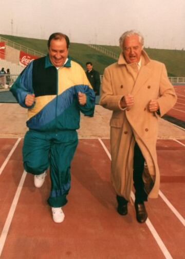 Con Ramón Mendoza en el Estadio de la Peineta.