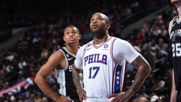 PHILADELPHIA, PA - OCTOBER 22: P.J. Tucker #17 of the Philadelphia 76ers looks on during the game against the San Antonio Spurs on October 22, 2022 at the Wells Fargo Center in Philadelphia, Pennsylvania NOTE TO USER: User expressly acknowledges and agrees that, by downloading and/or using this Photograph, user is consenting to the terms and conditions of the Getty Images License Agreement. Mandatory Copyright Notice: Copyright 2022 NBAE (Photo by David Dow/NBAE via Getty Images)