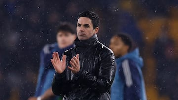 Soccer Football - Premier League - Wolverhampton Wanderers v Arsenal - Molineux Stadium, Wolverhampton, Britain - February 18, 2026 Arsenal manager Mikel Arteta reacts after the match Action Images via Reuters/Peter Cziborra EDITORIAL USE ONLY. NO USE WITH UNAUTHORIZED AUDIO, VIDEO, DATA, FIXTURE LISTS, CLUB/LEAGUE LOGOS OR 'LIVE' SERVICES. ONLINE IN-MATCH USE LIMITED TO 120 IMAGES, NO VIDEO EMULATION. NO USE IN BETTING, GAMES OR SINGLE CLUB/LEAGUE/PLAYER PUBLICATIONS. PLEASE CONTACT YOUR ACCOUNT REPRESENTATIVE FOR FURTHER DETAILS..