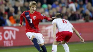 Odegaard, en un partido con Noruega. 