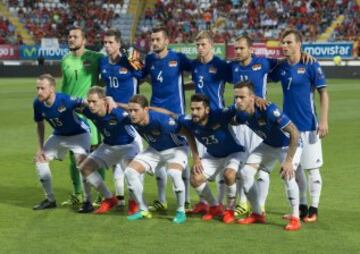 El once inicial del Liechtenstein.