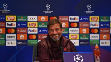 AMSTERDAM, NETHERLANDS - OCTOBER 25: (THE SUN OUT. THE SUN ON SUNDAY OUT) Jurgen Klopp manager of Liverpool at the Press Conference ahead of their UEFA Champions League group A match against AFC Ajax at Johan Cruyff Arena on October 25, 2022 in Amsterdam, Netherlands. (Photo by John Powell/Liverpool FC via Getty Images)