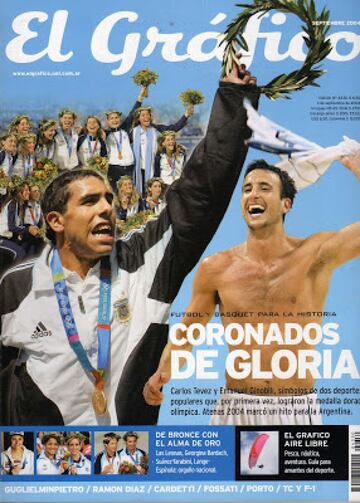 Portada tras los Juegos Olímpicos de Atenas 2004. Argentina consiguió su primera medalla de oro tanto en fútbol como en baloncesto. 