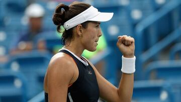 Garbiñe Muguruza festeja su victoria ante Karolina Pliskova.
