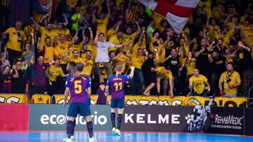 Palau Blaugrana durante un partido de la Liga Nacional de Fútbol Sala.