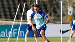 Saúl, en una sesión del Atlético esta pretemporada. Él o Carrasco, la duda del Cholo ante el Getafe.