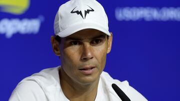 Rafael Nadal fields questions during media day before the start of the US Open at USTA Billie Jean King National Tennis Center on August 26, 2022 in New York City.