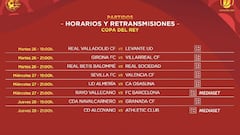 Ya se conocen los horarios de los octavos de Copa