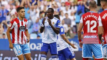 Dwamena se lamenta de una ocasión errada frente al Lugo.