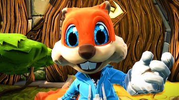 conker remake xbox retrocompatible backward conker hd n64 bad fur day rare juegos de plataformas retro figura mighty poo conjer boss caca mierda