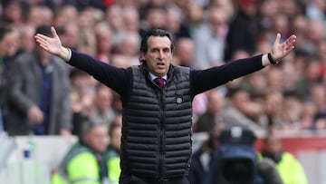 Soccer Football - Premier League - Brentford v Aston Villa - Brentford Community Stadium, London, Britain - April 22, 2023 Aston Villa manager Unai Emery REUTERS/David Klein EDITORIAL USE ONLY. No use with unauthorized audio, video, data, fixture lists, club/league logos or 'live' services. Online in-match use limited to 75 images, no video emulation. No use in betting, games or single club /league/player publications. Please contact your account representative for further details.