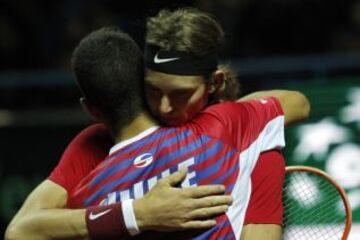 Un abrazo que se repitió dos veces en pocos días: Oro en los Panamericnaos y hoy, al derrotar a México en el dobles.