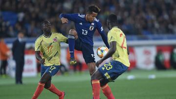 Deiver Machado y Davinson Sánchez en amistoso de la Selección Colombia ante Japón, dos de los que repiten de la pasada gira asiática.