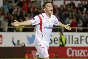 Gameiro celebra el 1-0.