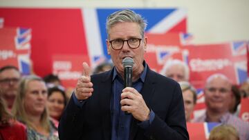 British opposition Labour Party leader Keir Starmer speaks at a Labour general election campaign event, in Redditch, Britain July 3, 2024. REUTERS/Phil Noble