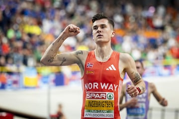 Jakob Ingebrigtsen, tras ganar los 1.500.