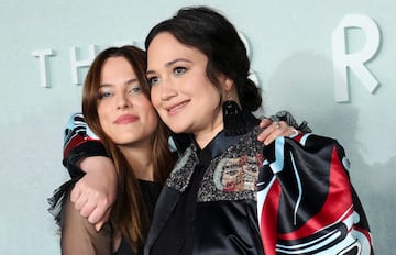 Riley Keough and Lily Gladstone attend a premiere for the television series 'Under the Bridge'.
