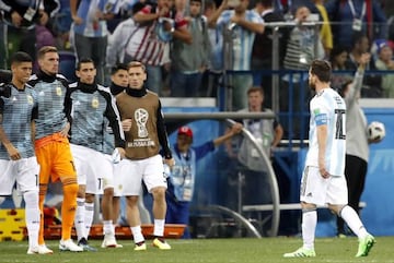 Lionel Messi (right) leaves the pitch after Argentina's 3-0 World Cup defeat to Croatia.