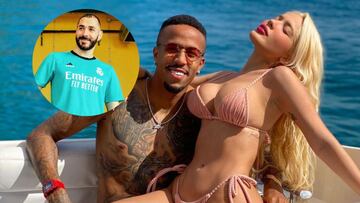 Imagen de Benzema, Militao y Karoline Lima.