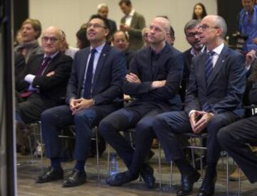 Josep Maria Bartomeu, Jordi Cruyff y Jordi Cardoner, vicepresidente del Barcelona.