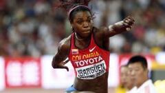 Caterine Ibarg&uuml;en en acci&oacute;n en el Mundial de Atletismo de Pek&iacute;n 2015.