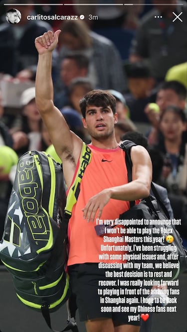Alcaraz renuncia a Shanghái