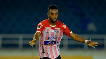 Miguel Borja en un partido de Copa Sudamericana