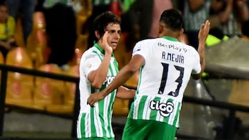 Jugadores de Atlético Nacional en un partido de la Liga BetPlay