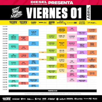 Horarios viernes Pa’l Norte 2022