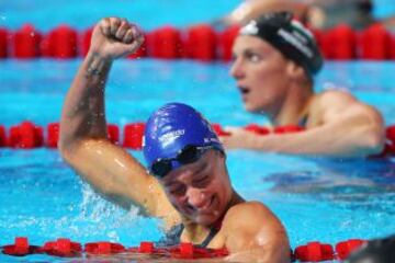 Mireia Belmonte después de conseguir la medalla de plata en 400m