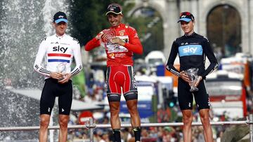 11/09/11 CICLISMO VUELTA A ESPA&Ntilde;A 2011 
 ETAPA 21 : JARAMA - MADRID
 PODIO 
 Juan Jose Cobo Acebo JUANJO COBO 
 2  Christopher Froome  
 3  Bradley Wiggins 
 