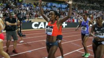 Genzebe Dibaba, tras su récord mundial de 1.500 metros.