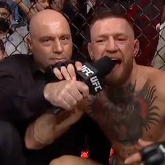 McGregor, con la pierna rota y loco perdido en la entrevista hablando de la mujer de Poirier