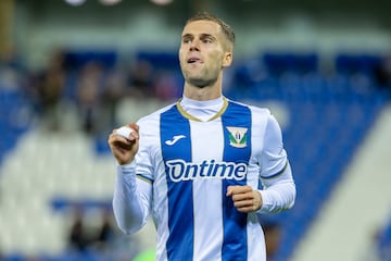 Diego celebra el gol que le hizo al Valladolid en el Villa de Leganés. 