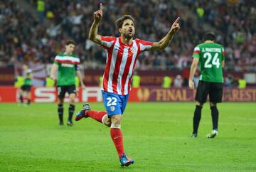Diego celebra su gol en la final de la Europa League.