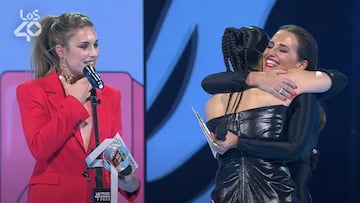 Paula Echevarría bromea con Rosalía tras su error en Los40 Music Awards