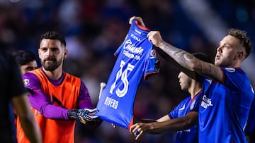 during the 6th round match between Cruz Azul and Atletico de San Luis as part of the Torneo Clausura 2024 Liga BBVA MX at Ciudad de los Deportes Stadium on February 10, 2024 in Mexico City, Mexico.