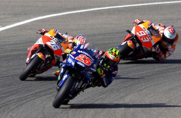 Dani Pedrosa, Maverick Vinales y Marc Márquez.