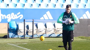 Badia, fichaje invernal del Zaragoza, durante un entrenamiento.