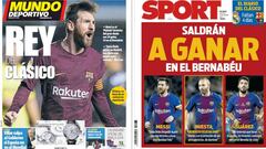 Portadas de los diarios Sport y Mundo Deportivo del d&iacute;a 19 de diciembre de 2017.