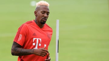 El defensa alem&aacute;n del Bayern Munich, Jerome Boateng, durante un entrenamiento.